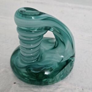 Green Glass Desk Pen Holder & Paperweight